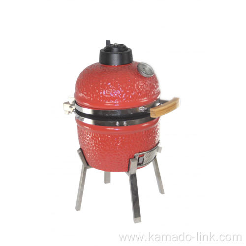 13inch mini red ceramic kamado grill SS cart
